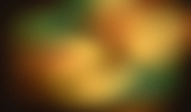 Abstract earthy warm ocher aura gradient background with olive green accents and vintage grainy noise texture