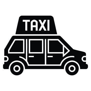 Minivan taxis black glyph icon with van side view roomy car modern taxi service for transporting large groups illustration
