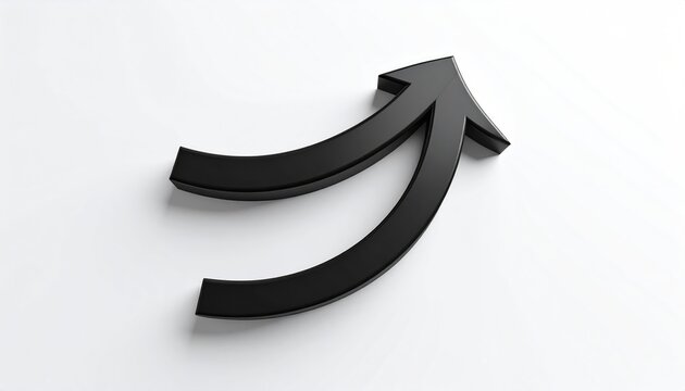 Two sleek, black arrows curve upward and merge into one