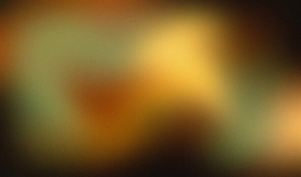 Abstract moody warm ocher aura gradient background with sage green accents and vintage grainy noise texture