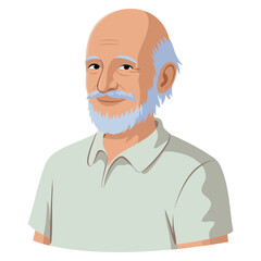 Old man profile portrait illustration isolated design featuring senior male face character suitable for avatar identity people and age themed creative artwork © Nass Studio