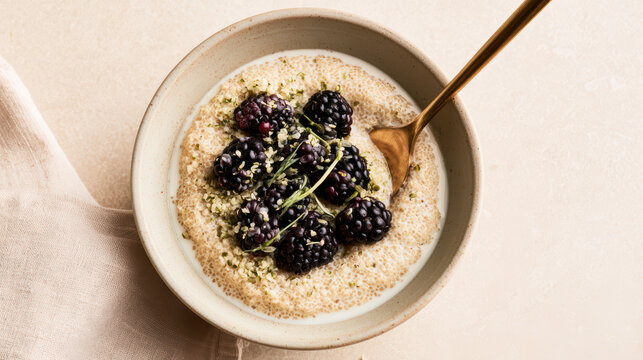 modern sprouted amaranth grain porridge in a bowl