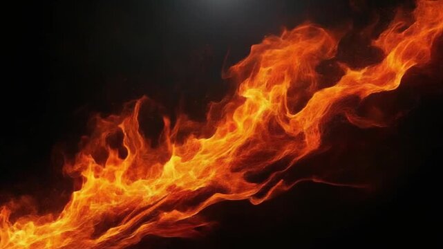 Fire loop sweeping diagonal flames with edges glowing continuously dynamic transition