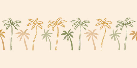 Palm Trees Pattern Hand drawn Style With Neutral Tones © Songita