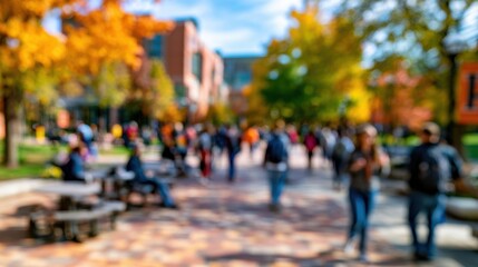 Obraz premium Blurred university lecture hall background representing education and knowledge.