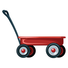Red trolley for children vector illustration perfect for travel luggage cartoon themes and kid related design concepts © Nass Studio