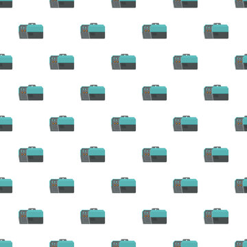 Repeated illustration of an inverter welding machine creating a seamless pattern