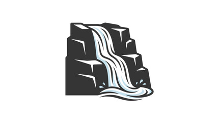 Fototapeta premium Stylized illustration of a waterfall cascading over rocky cliffs.