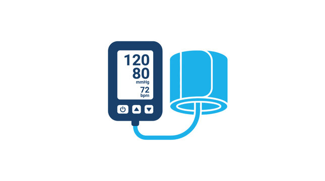 Digital Blood Pressure Monitor Device with Cuff and Screen