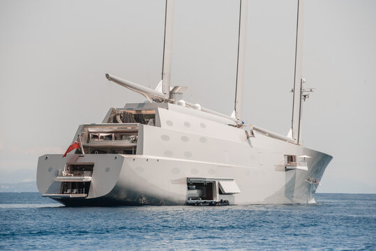Large Sailing Superyacht at anchor in South of France