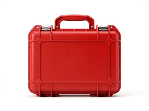 Durable red protective hard case for equipment storage and transport