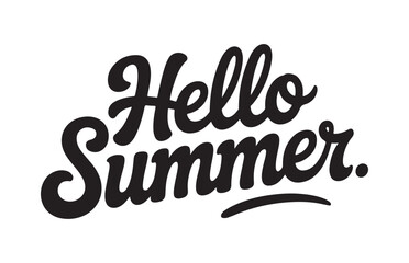Hello Summer stylish lettering with sun icon for warm season greetings and vacation. © Lima
