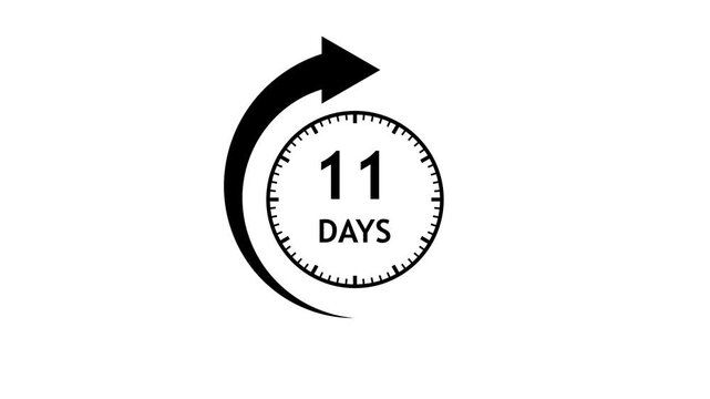 Arrow clock animation showing elapsed time with countdown timer during business day