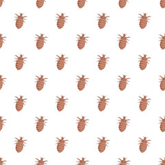 Head lice repeating in a seamless pattern on clean white background