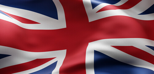Obraz premium United Kingdom flag and detailed fabric texture waving background 3D render