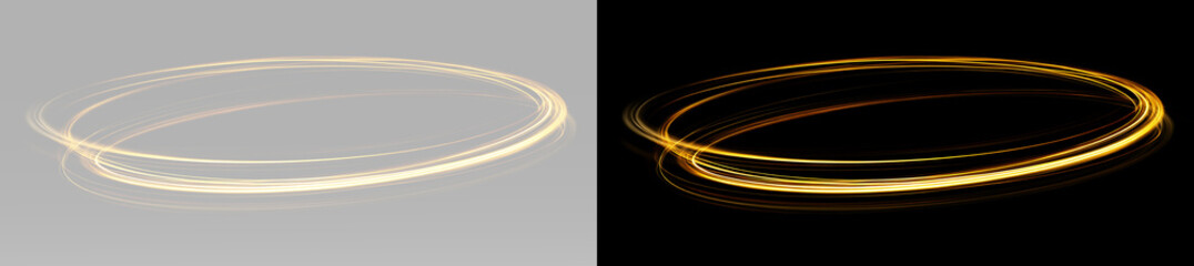 Abstract gold neon energy ring with glowing circular light trail futuristic premium overlay effect © theladydarina