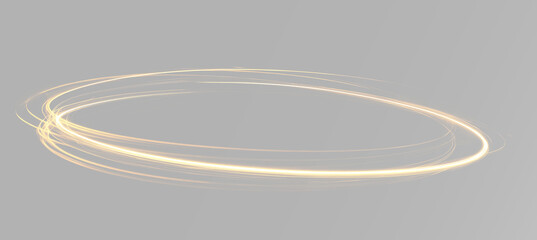Golden circular neon halo with glowing light orbit abstract futuristic long exposure overlay effect © theladydarina
