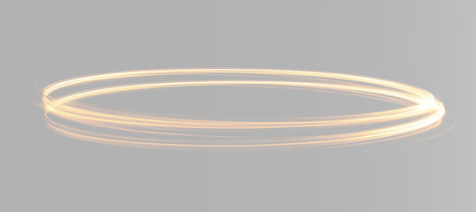 Golden neon circular light halo with glowing orbit abstract luxury overlay texture effect © theladydarina