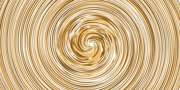 Abstract golden brown background with dynamic swirl spiral lines creating a hypnotic vortex effect. Modern geometric optical illusion graphic design asset with copy space for text.