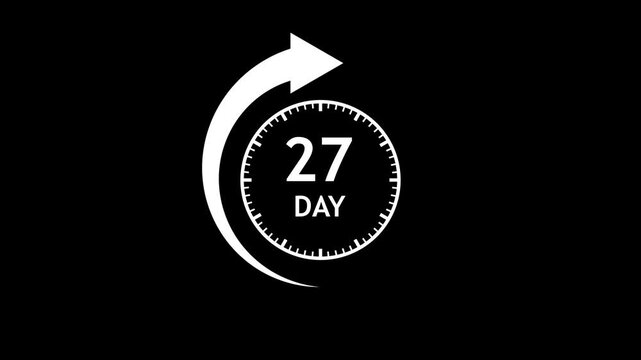 Circular arrow animation with number 27 in white on a black background for countdowns or progress tracking