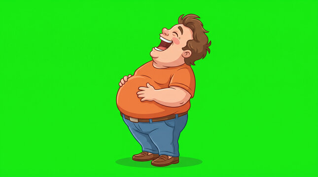 Joyful man laughing out loud while holding his belly