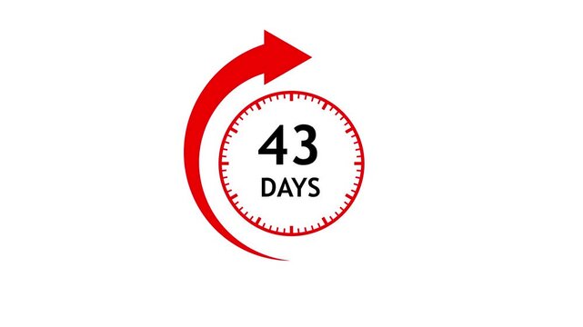 Red Arrow Counter Clockwise Motion With 43 Days Indicator During Time Lapse For Countdown