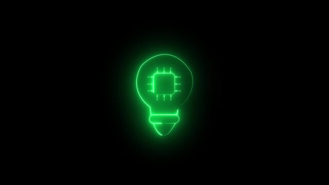 Neon light bulb icon set as a symbol of ideas and inspiration. Symbol of creative thinking, innovation and solutions. Business concept, neon icon animation video.