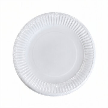 Paper plate shrink wrapped with clear plastic