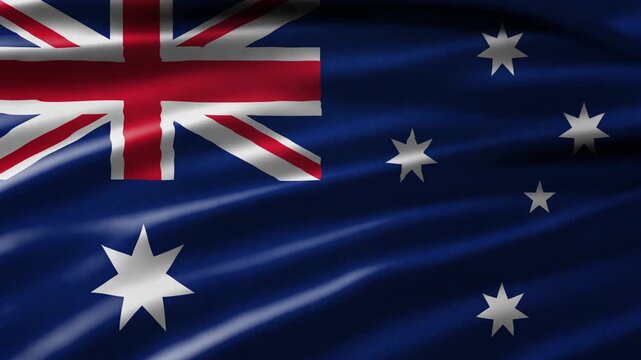Australia Flag Waving Looping Background, Australia National Flags Fill The Screen Rippling Fabric 4K