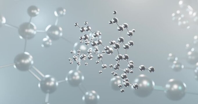 Remdesivir rotating 3d molecule, molecular structure of antiviral drug seamless video
