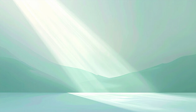 Soft Light Rays Over Mountain Lake