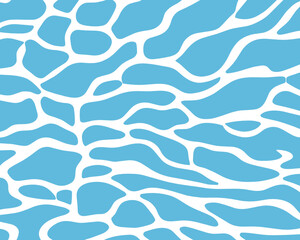 Fototapeta premium Seamless pattern of diagonal flowing blue and white organic shapes with a marbled texture, modern vector background for textile and print design.