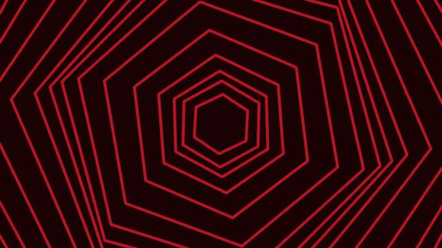 Abstract red geometric hexagon pattern on dark background