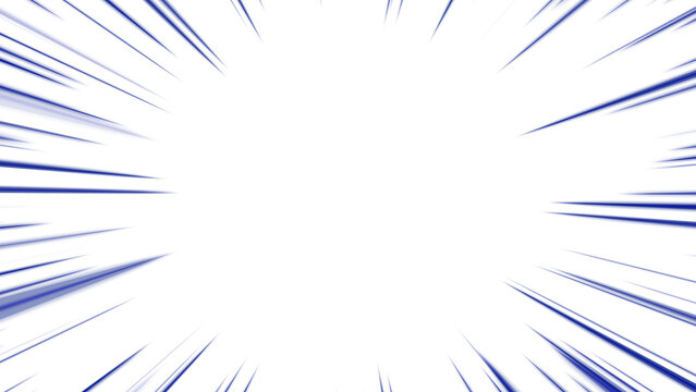 Blue speed lines vignette overlay effect on transparent background
