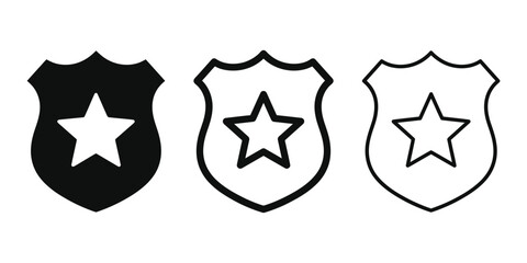 Police badge icon silhouette vector, bold outline and line art isolated illustration © MYF