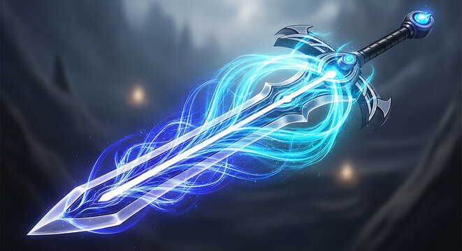 Glowing blue sword with swirling light fantasy background full hd download 2025 2026