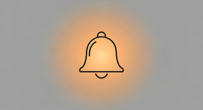 Minimalist glowing bell on gray background full hd download 2025 2026 orange