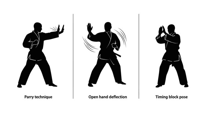Martial Arts Self Defense Blocking Techniques Silhouette