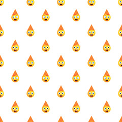 Happy yellow rain drop characters forming a vibrant seamless pattern layout