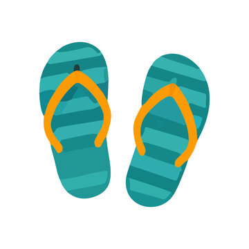 Summer Flip Flops Flat Vector Icon Isolated on Transparent Background
