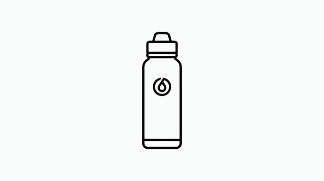Minimalist line art illustration of a reusable water bottle icon for hydration and healthy lifestyle concepts