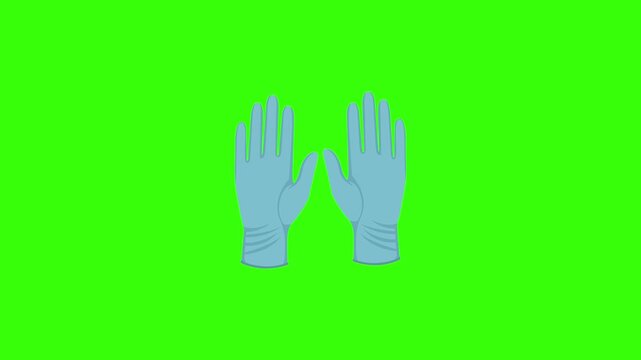 Animated Protective Rubber Gloves Loop on Green Screen Background