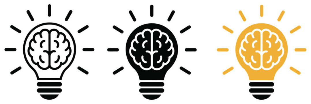 Brain with light bulb idea concept icon vector illustration featuring creativity, innovation, intelligence, and modern thinking vector designs