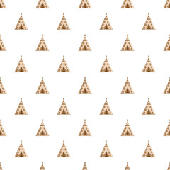 Teepee pattern repeating over white background, showing indigenous dwelling concept © nsit0108
