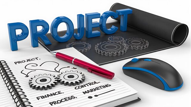 Project management planning concept with business workflow strategy