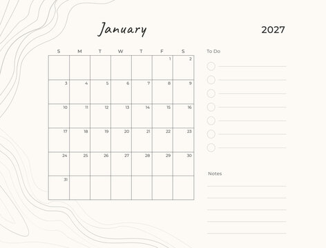 Topographic Monthly Planner with Contour Design