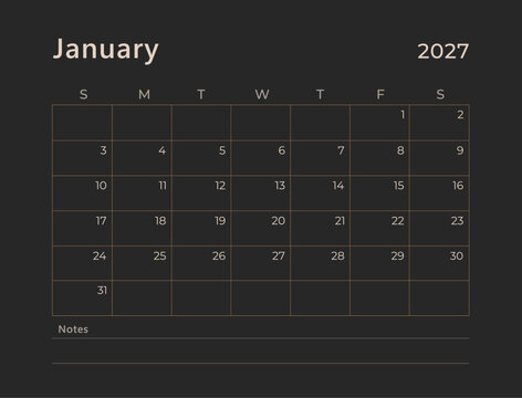 Dark Theme Monthly Planner Printable Template