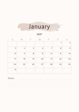 Brush Style Monthly Planner Template