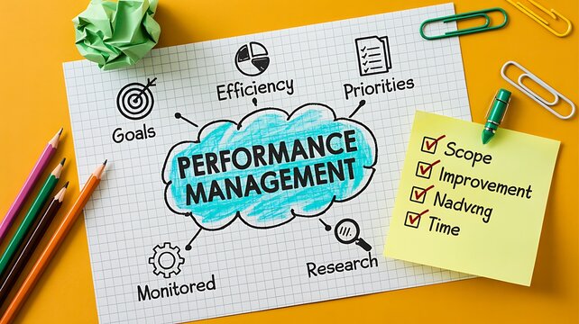 Performance management planning concept with business analytics strategy