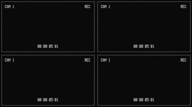 Cctv camera recording screen overlay with timecode and red dot rec